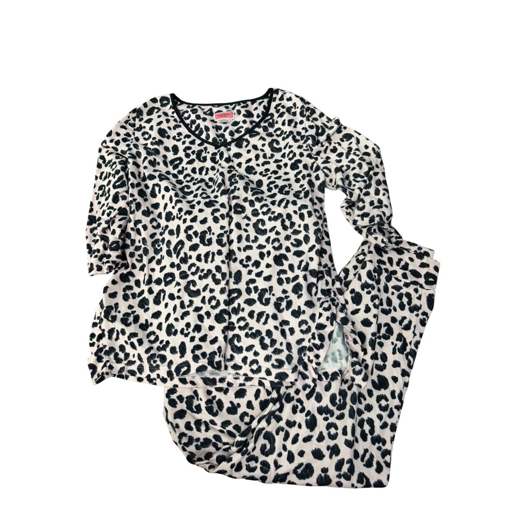 Kate Spade New York Pink Leopard‎ Print Pajama Set 3/4 Sleeve V-Neck Joggers L